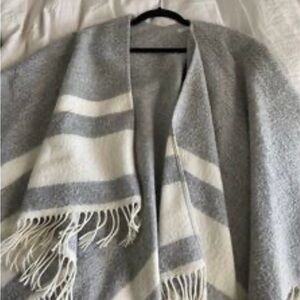 Elegant Gray and White Striped Shawl